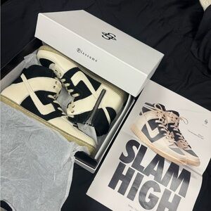 Black and Cream High-Top Sneakers